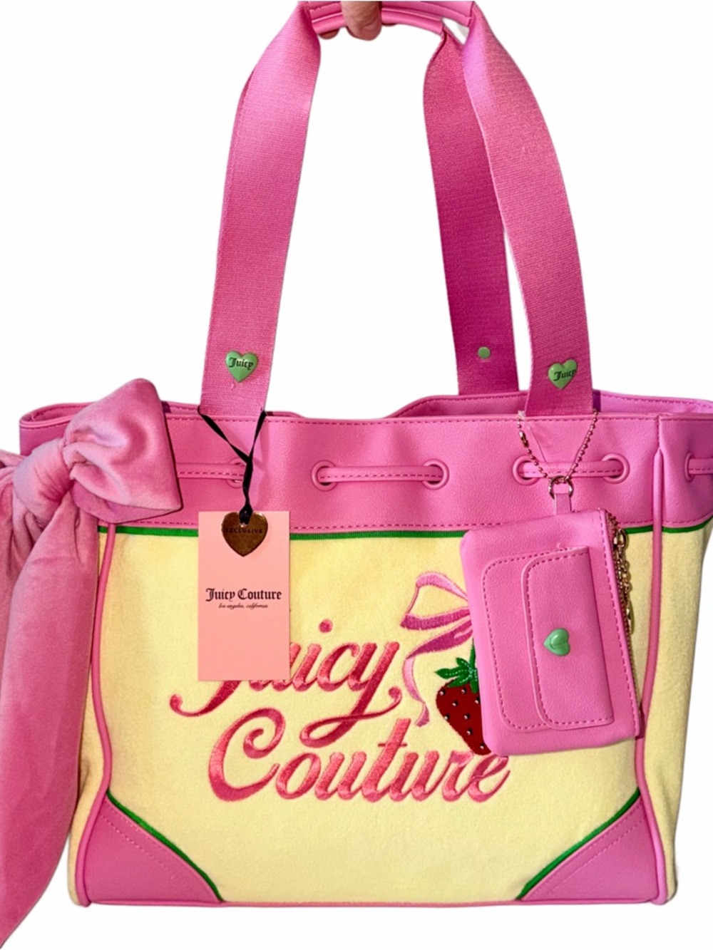 Juicy Couture Yellow Iris & Pink Retro Strawberry Daydreamer Tote Bag